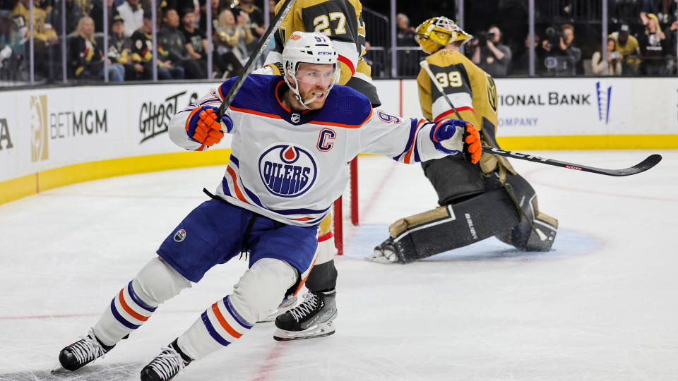 Connor McDavid and the Oilers' big guns were shot out of a cannon to start Game 2. (Photo by Ethan Miller/Getty Images)