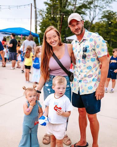 <p>Mina Starsiak Hawk Instagram</p> Mina Starsiak Hawk and Steve Hawk with their kids, Jack and Charlotte.