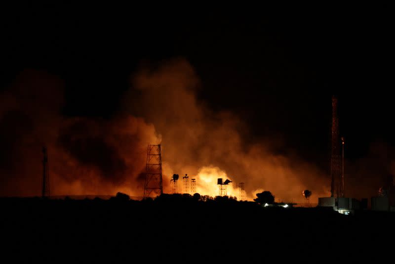 A view shows smoke and fire in Lebanon, near the border with Israel, as seen from northern Israel