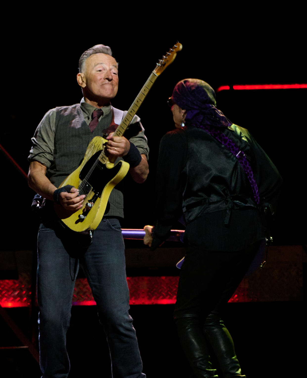 Bruce Springsteen and Steven Van Zandt at the Bruce Springsteen And The E Street Band concert held at the Kia Forum on April 4, 2024 in Los Angeles, California.