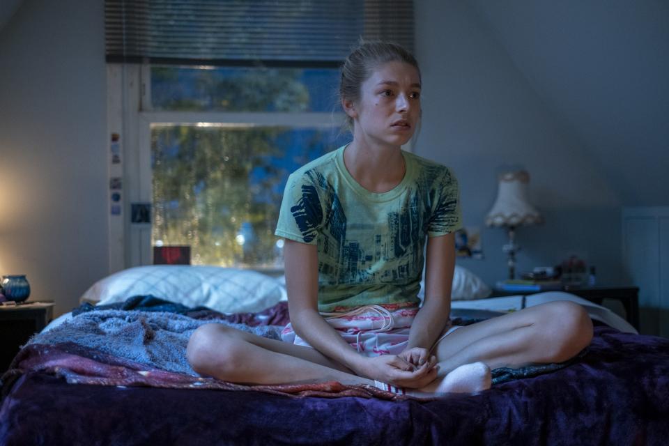 <h1 class="title">Hunter Schafer's Jules sitting on her bed in "Euphoria" special episode part 2</h1><cite class="credit">Photograph by Eddy Chen/HBO</cite>