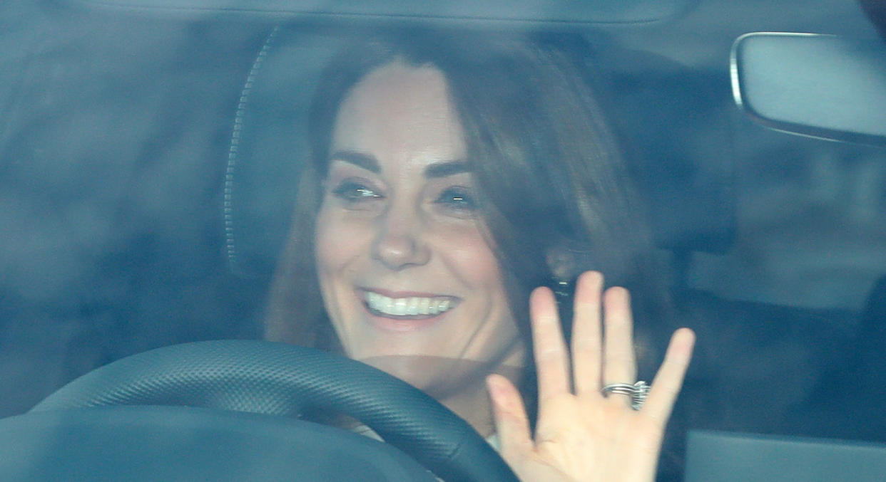 The Duchess of Cambridge arrives for the Queen's Christmas lunch at Buckingham Palace. [Photo: PA]