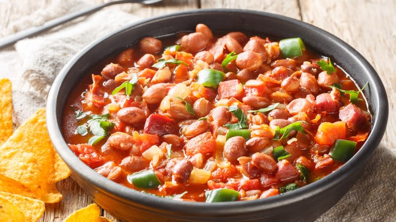 Frijoles charros in bowl