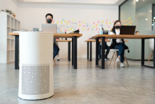 <span class="caption">Cleaner air will help protect against other airborne pathogens too, not just COVID. </span> <span class="attribution"><a class="link " href="https://www.shutterstock.com/image-photo/air-purifier-modern-office-fresh-removal-1801952794" rel="nofollow noopener" target="_blank" data-ylk="slk:220 Selfmade studio/Shutterstock;elm:context_link;itc:0;sec:content-canvas">220 Selfmade studio/Shutterstock</a></span>