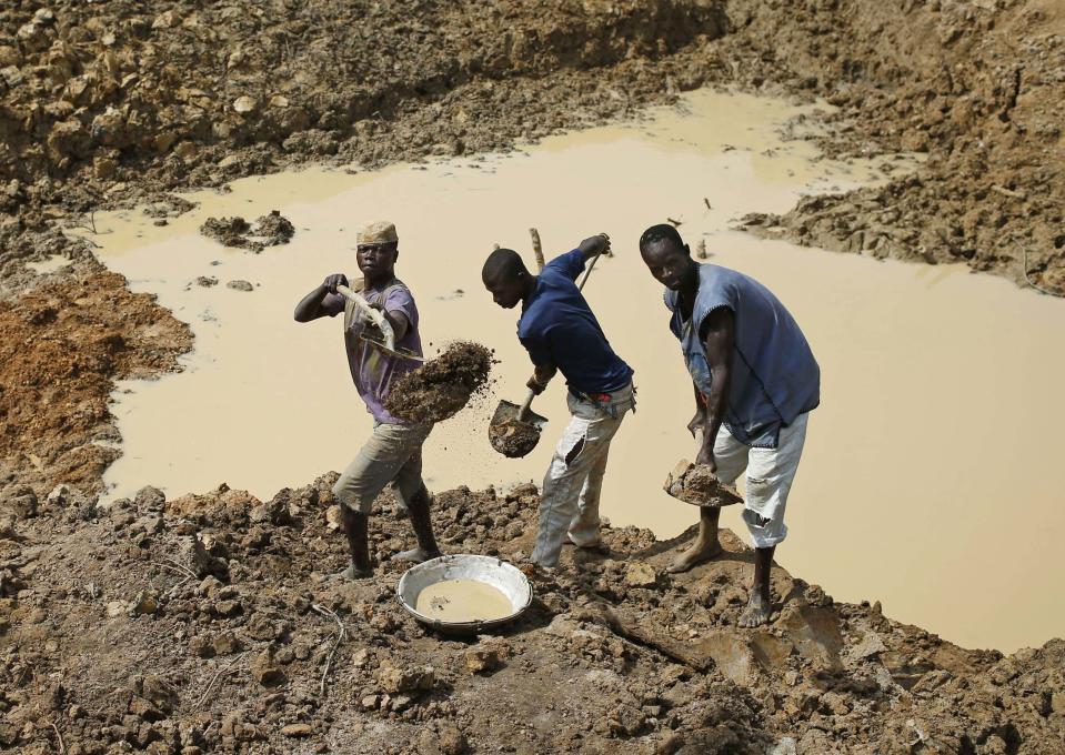 Prospectors search for gold and diamonds near the town of Gaga