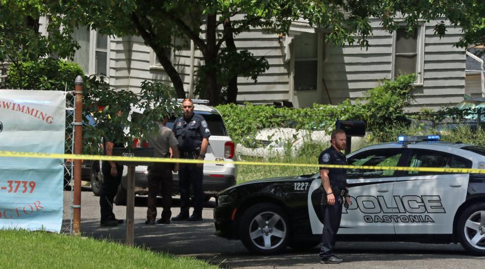 Police on the scene of a shooting Monday afternoon, May 16, 2022 in the 600 block of Westwood Circle in Gastonia.