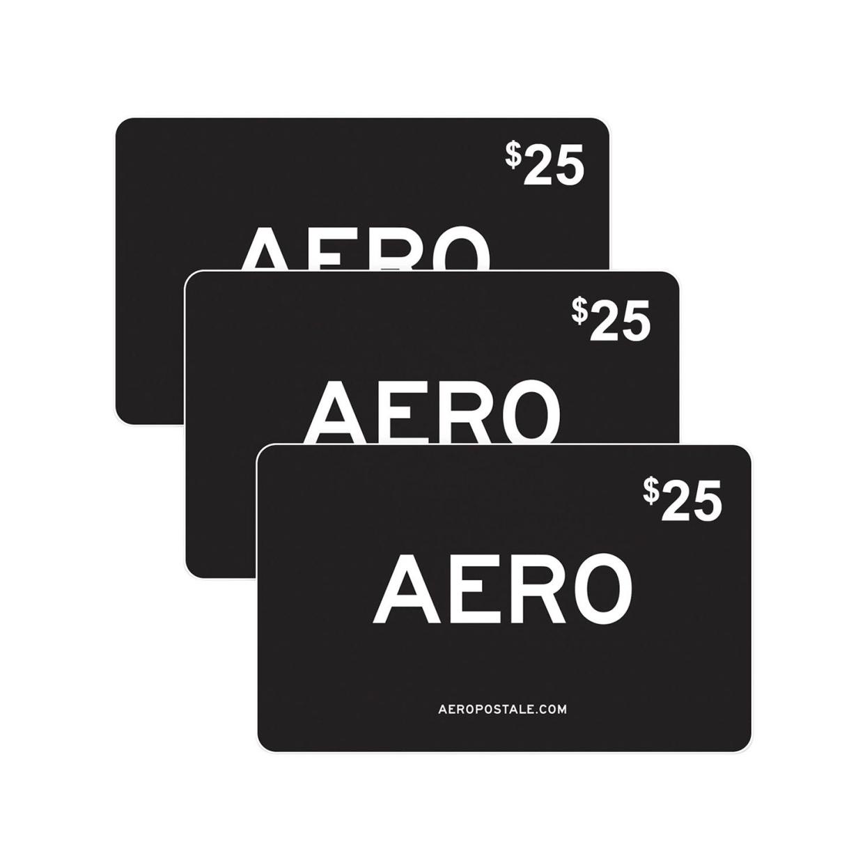 Three Aeropostale gift cards