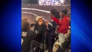 Patriots fan gets delightful surprise after wild Raiders fan