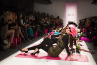 The Betsey Johnson Fall 2013 collection is modeled during Fashion Week in New York, Monday, Feb. 11, 2013. (AP Photo/John Minchillo)