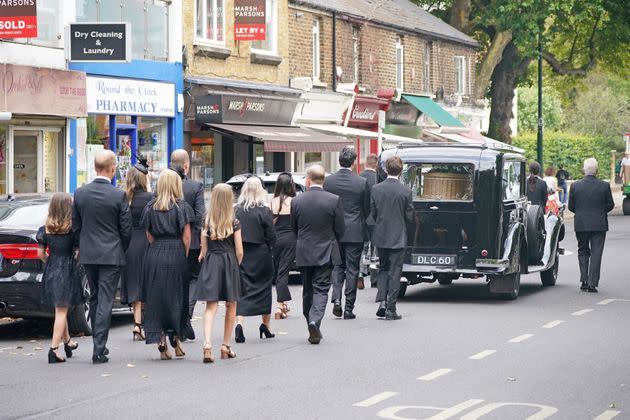 The funeral procession for Dame Deborah James arrives at St Mary's Church in Barnes, west London (Photo: Dominic Lipinski via PA Wire/PA Images)