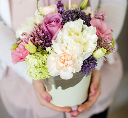 Paint Dipped Pail Centerpiece