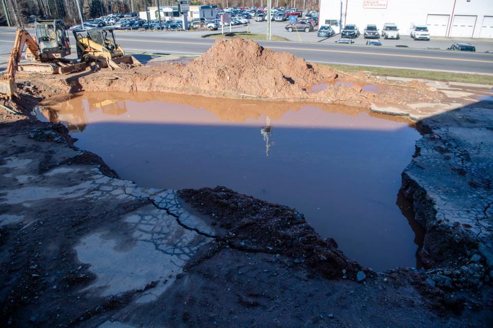 A sinkhole has opened in a parking lot on Sardis Road.