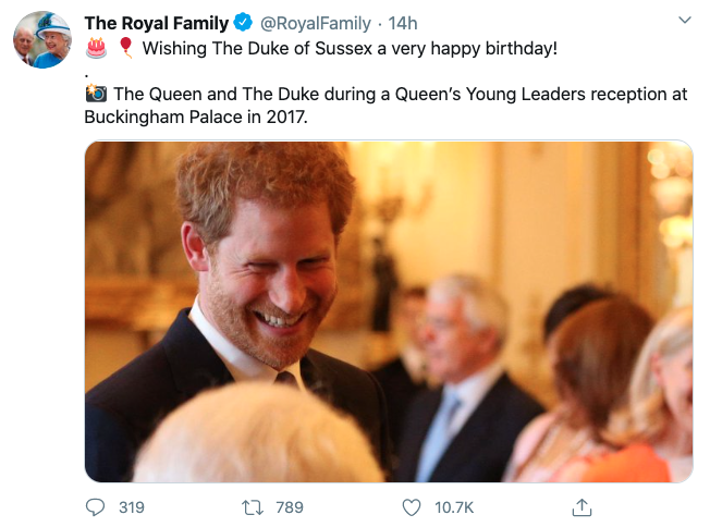 Prince Harry in tribute birthday on Royal Family Twitter