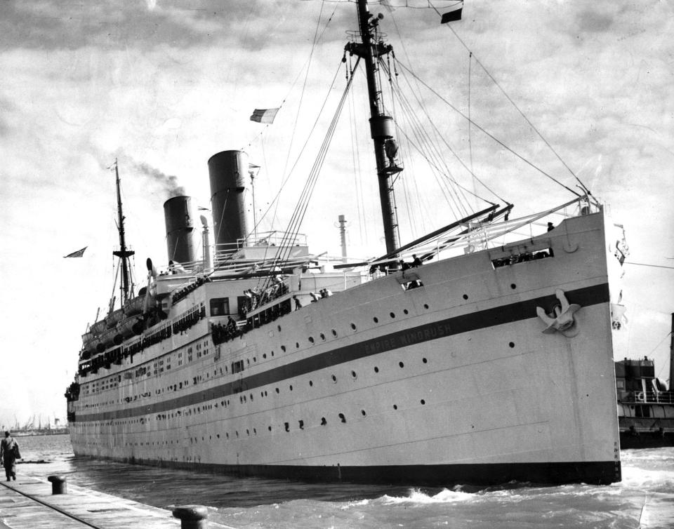 The 14,651 ton British troopship the Empire Windrush at Southampton: PA