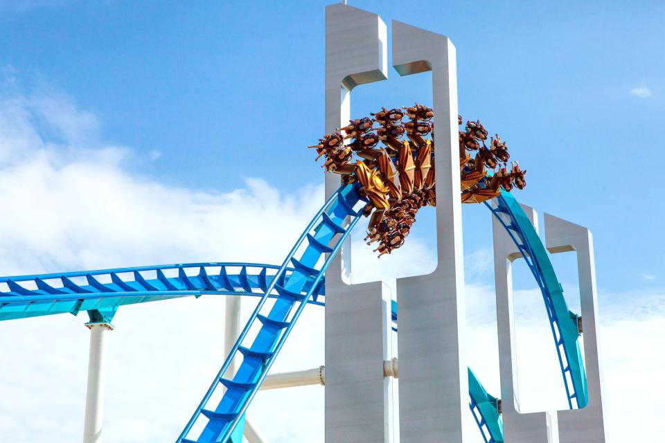 The Gatekeeper coaster welcomes visitors to the entrance of Cedar Point