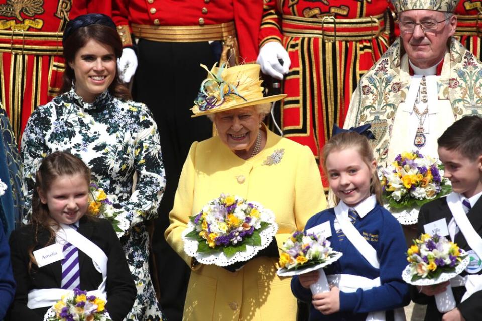 Princess Eugenie and Queen Elizabeth take part in the 2019 Maundy service | Steve Parsons/PA Images via Getty Images