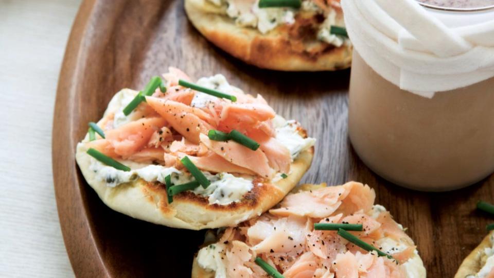 Smoked-Trout-and-Caper-Cream-Cheese Toasts. Photo © Michael Turek