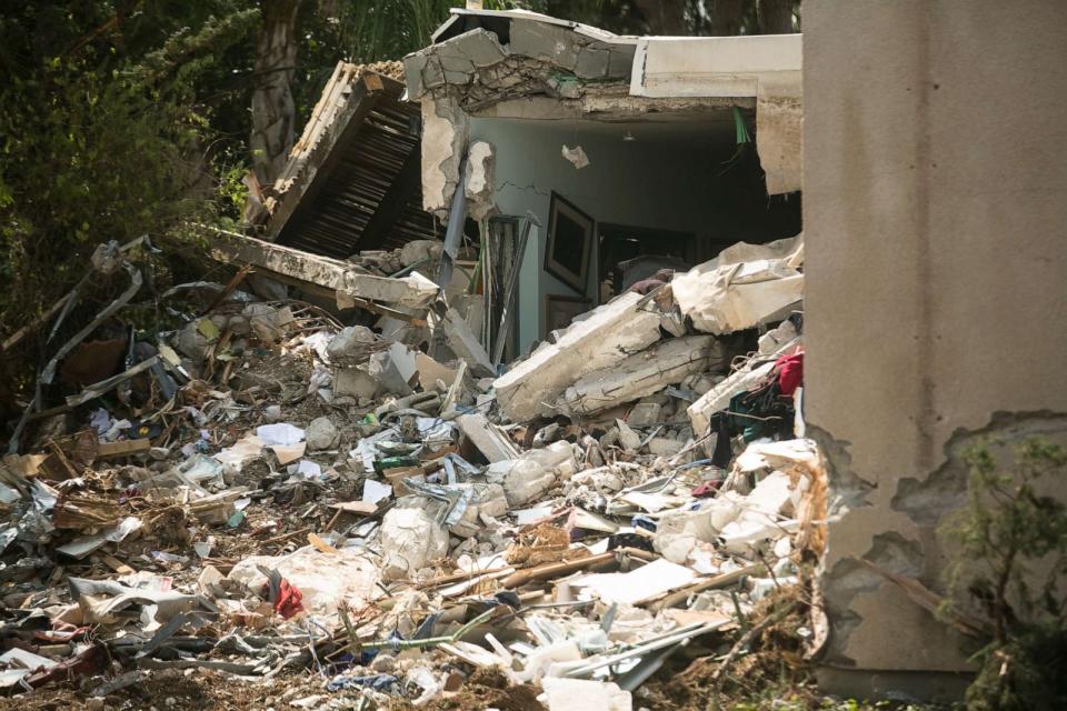 A destroyed house after a battle between Israeli soldiers and Palestinan miltants on Oct. 10, 2023 in Kfar Aza, Israel. (Amir Levy/Getty Images)