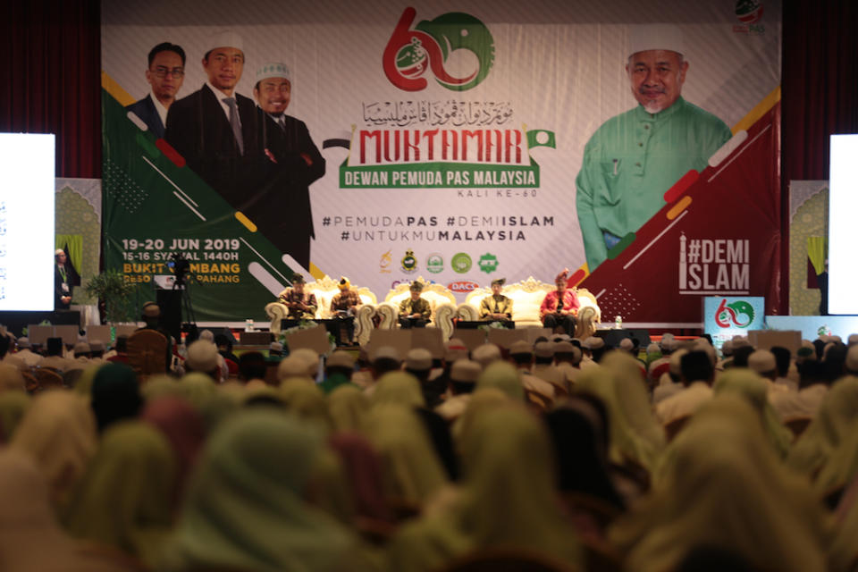 PAS party members attend Muktamar 2019 in Gambang, Pahang June 19, 2019. — Picture by Zamzahuri Abas