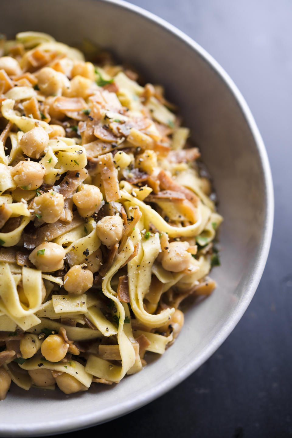 This image released by Milk Street shows a recipe for crispy chickpea pasta. (Milk Street via AP)