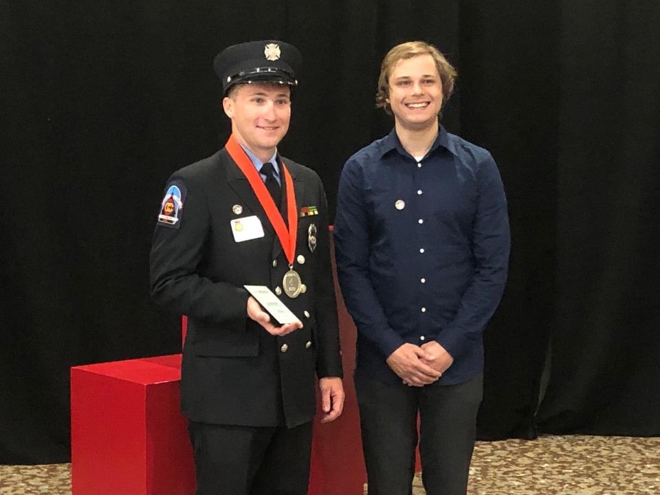 Cortlandville Volunteer Firefighter Jonathan Alteri received the American Red Cross Southern Tier Chapter "Real Heroes" Fire Rescue Award on May 25, 2023 inside Binghamton's DoubleTree by Hilton hotel.