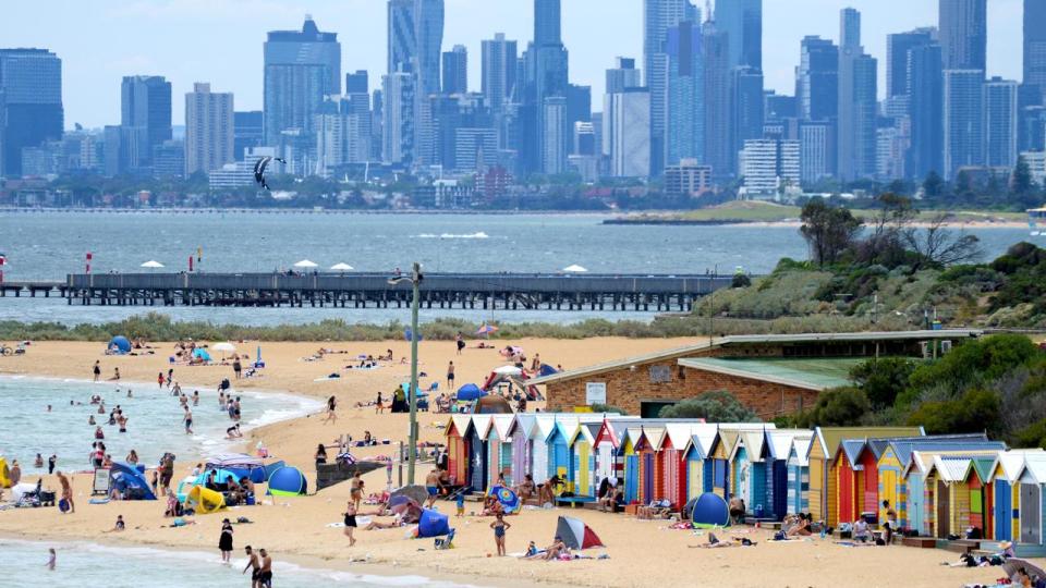 MELBOURNE, AUSTRALIA - NewsWire Photos JANUARY 11, 2021: People head to Brighton Beach to cool off as Melbourne warms up to an expected maximum of 38 degrees. Picture: NCA NewsWire / Andrew Henshaw