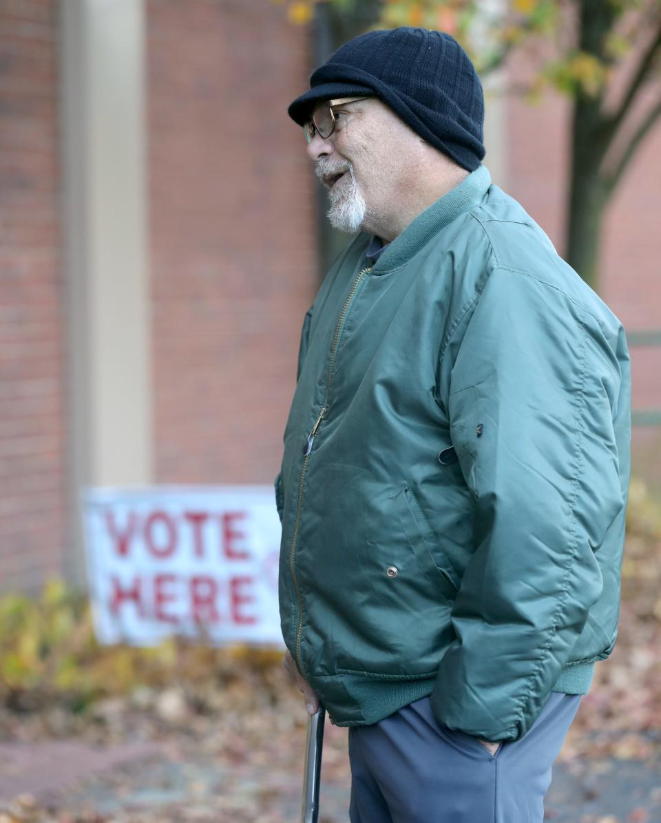 Jeff Slapak outside the Community Vineyard Church in Cuyahoga Falls on Election Day.