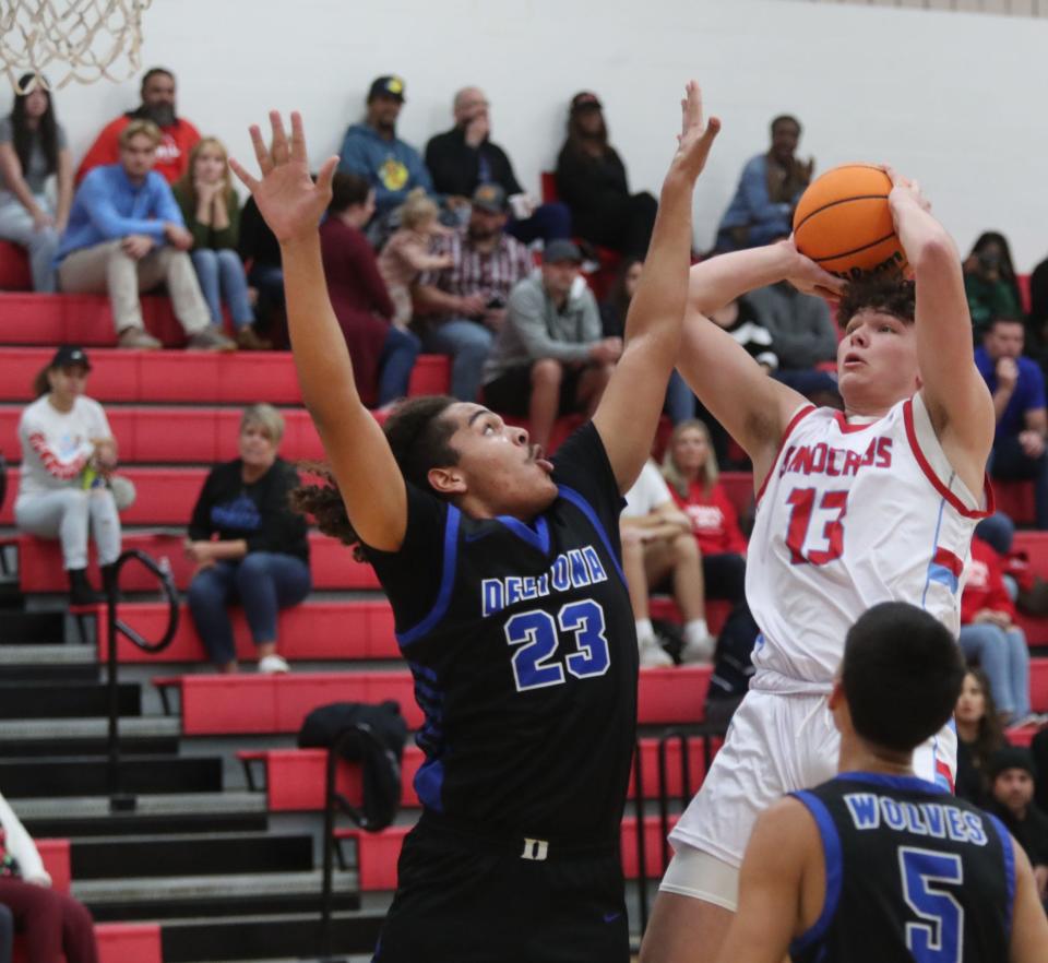 Seabreeze's John Dunlap (13) takes a shot against Deltona, Friday, Jan. 5, 2024 in Ormond Beach.