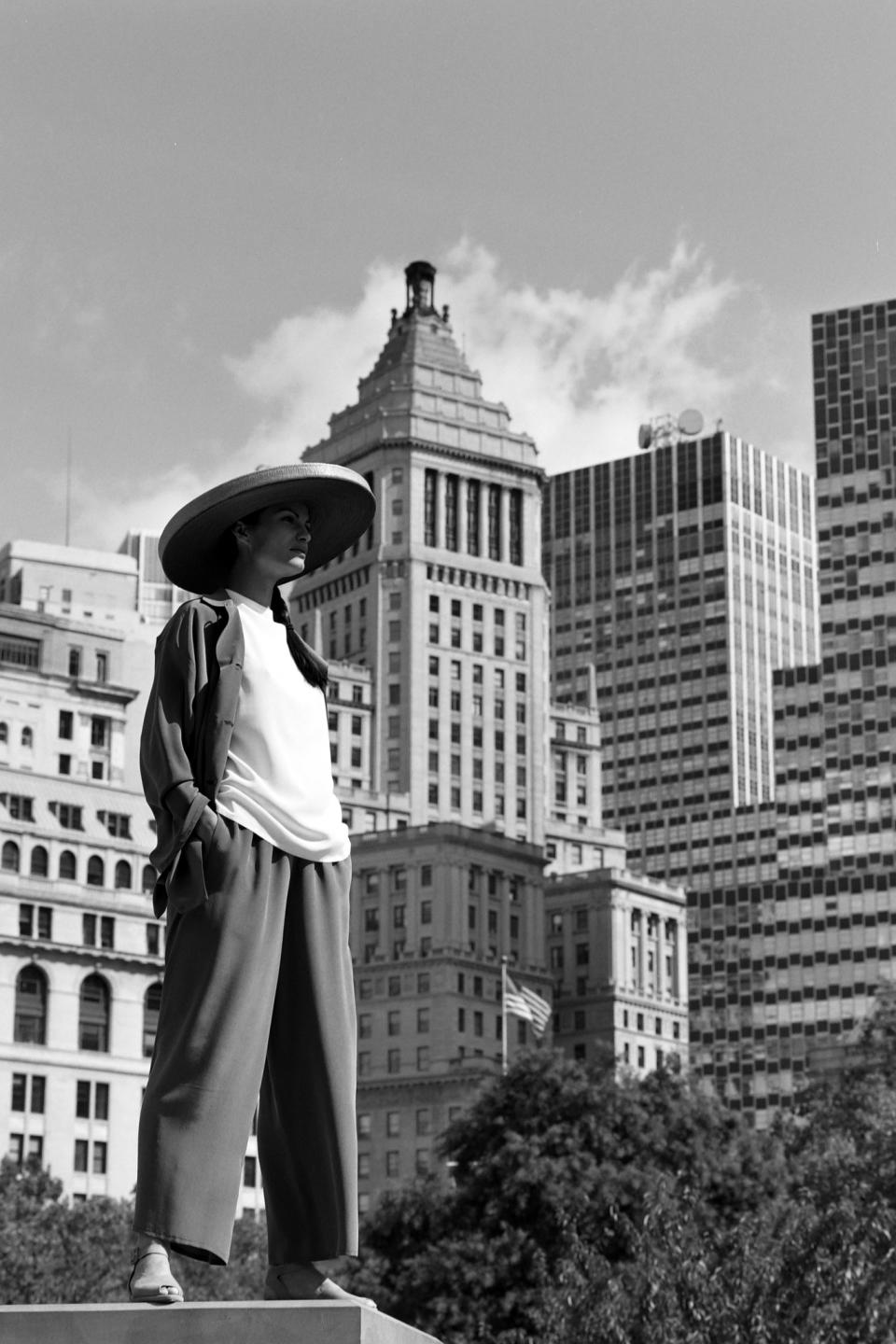 Designer Yeohlee Tang's spring 1993 ready to wear advance. Shot on location in Battery Park, New York.