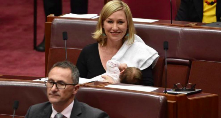 Larissa Waters breastfed her 11 week old daughter in Australian parliament [Photo: AAP]