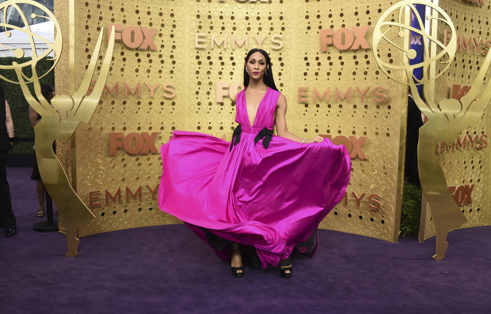 Mj Rodriguez arrives at the 71st Primetime Emmy Awards on Sunday, Sept. 22, 2019, at the Microsoft Theater in Los Angeles. (Photo by Jordan Strauss/Invision/AP)