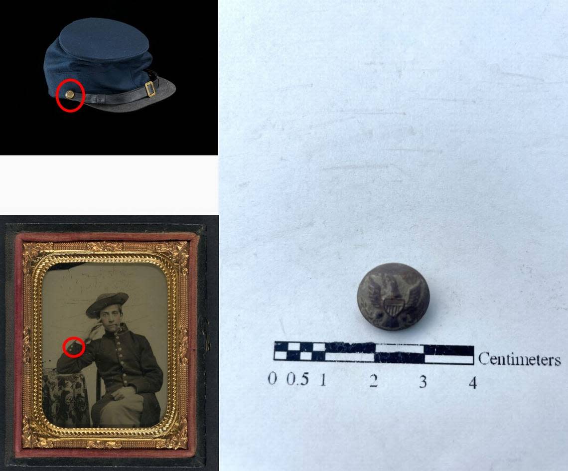 One of the more interesting items among the artifacts unearthed at a construction site on the grounds of the Assay Office building in Boise is this Union General Service Button from around 1855-77 that might have been worn on a frock coat cuff or a cap.