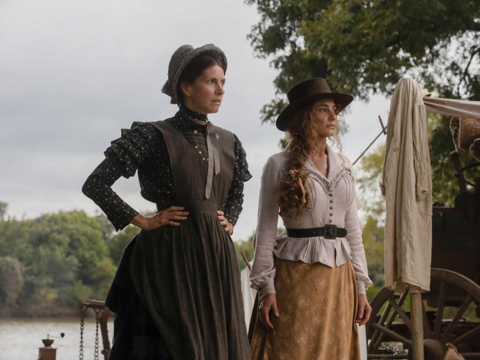 Claire Dutton (Dawn Olivieri) and Margaret Dutton (Faith Hill) in "1883"