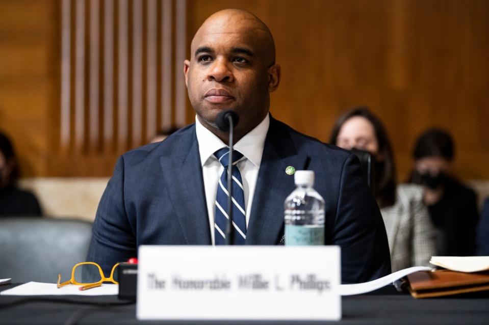 Federal Energy Regulatory Commission commissioner Willie Phillips waits to testify during the Senate Energy and Natural Resources Committee hearing on Thursday, March 3, 2022, to review FERC’s recent guidance on natural gas pipelines.” (Bill Clark/CQ-Roll Call, Inc via Getty Images)