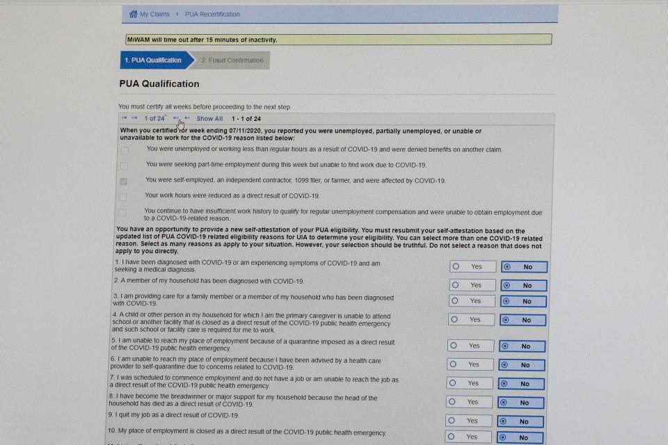 Michigan's Unemployment Insurance Agency asked hundreds of thousands of claimants to recertify for benefits in July 2021.