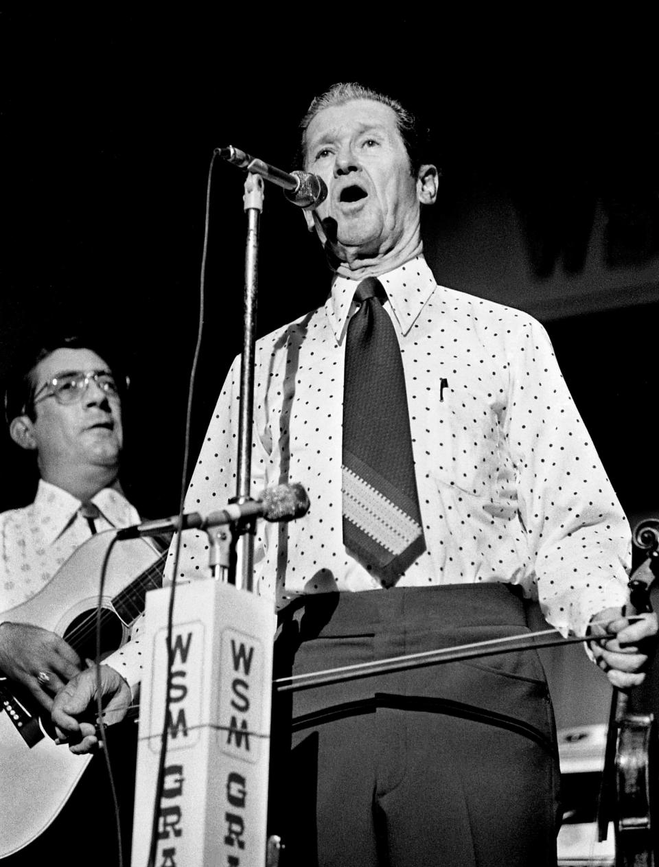 Roy Acuff opens the Grand Ole Opry show July 21, 1973,  at the Ryman Auditorium in Nashville.