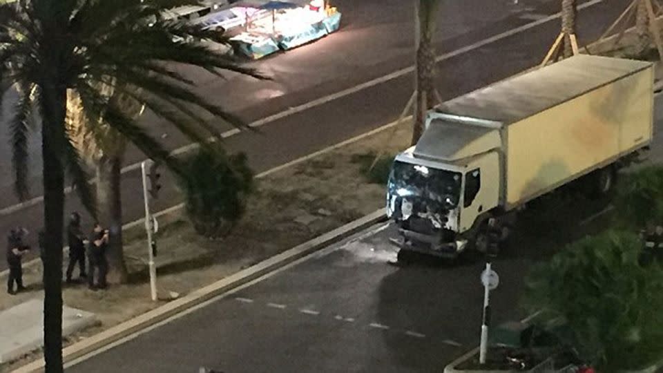 A truck rammed into a crowd of people during Bastille Day celebrations. Photo: Twitter