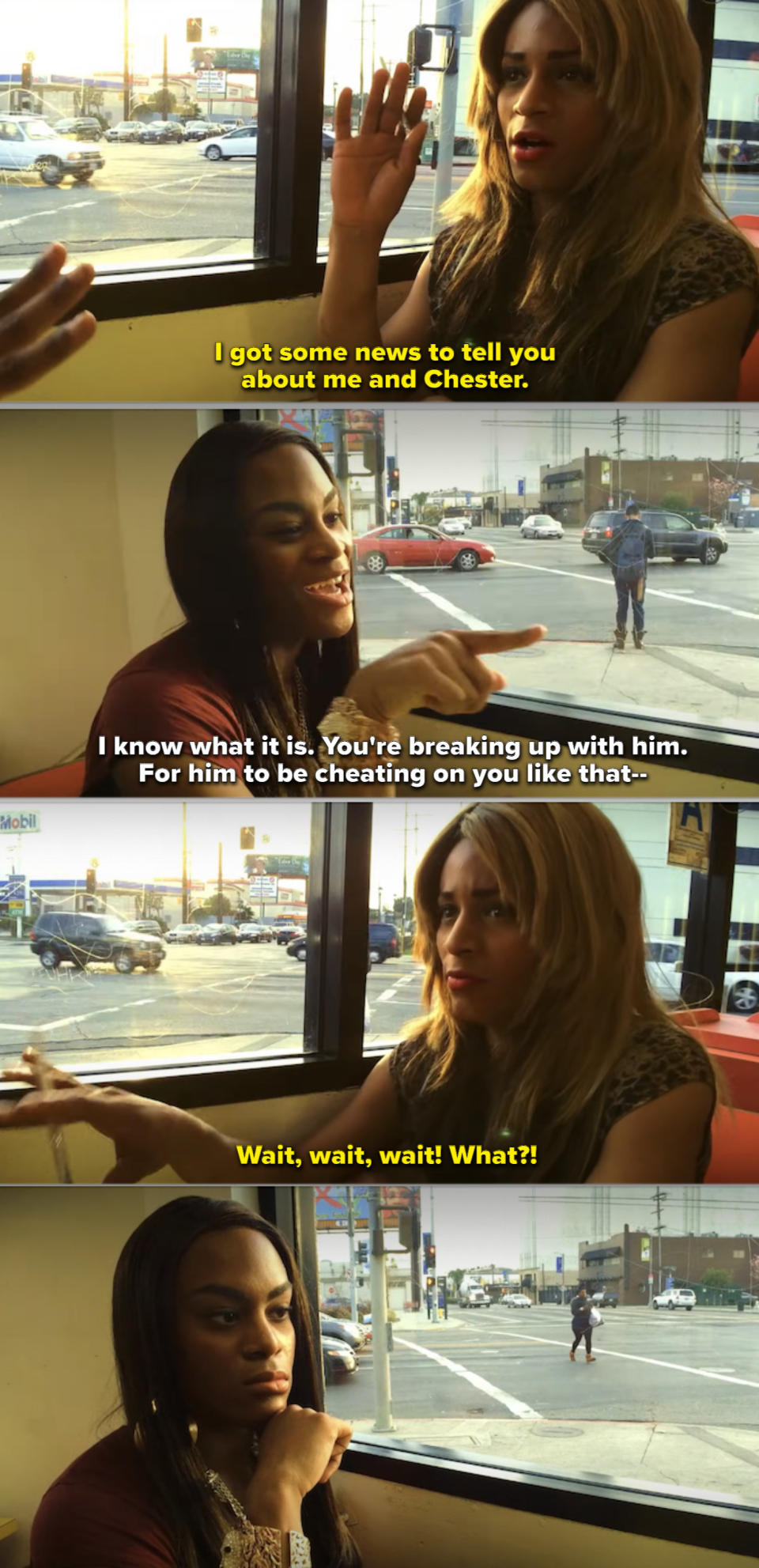 the women having a conversation in a dinner