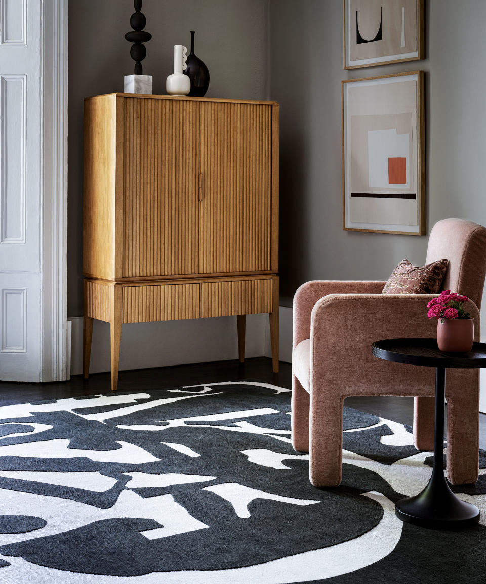 living room with large area rug