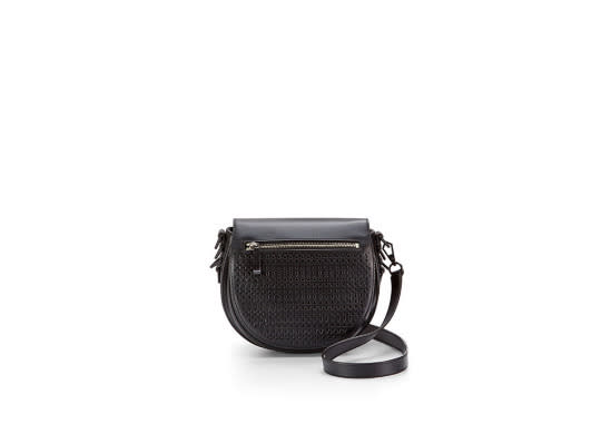 <p>Rebecca Minkoff Astor Saddle Bag, $295 + $95 for guitar strap, <a href="http://www.rebeccaminkoff.com/astor-sadddle-bag-black" rel="nofollow noopener" target="_blank" data-ylk="slk:rebeccaminkoff.com;elm:context_link;itc:0;sec:content-canvas" class="link ">rebeccaminkoff.com</a></p>