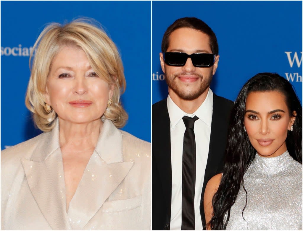 Martha Stewart, Pete Davidson and Kim Kardashian at the 2022 White House Correspondents’ Dinner. (Paul Morigi/Getty Images)