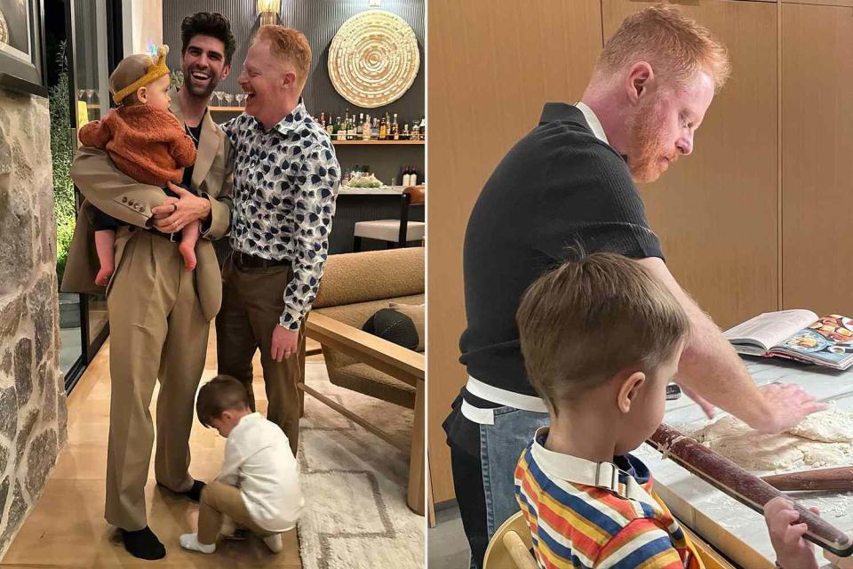 <p>Jesse Tyler Ferguson/Instagram</p> Jesse Tyler Ferguson, Justin Mikita and their children make biscuits for Thanksgiving