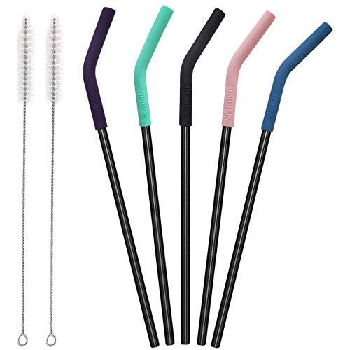 9) Stainless Steel Straws with Silicone Flex Tips