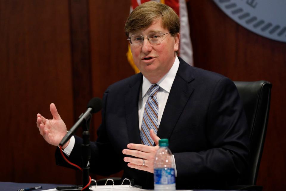 Mississippi Gov. Tate Reeves speaks about his executive order relaxing restrictions on nightclubs and bars during the daily COVID-19 news update in Jackson, Miss., Wednesday, June 10, 2020.