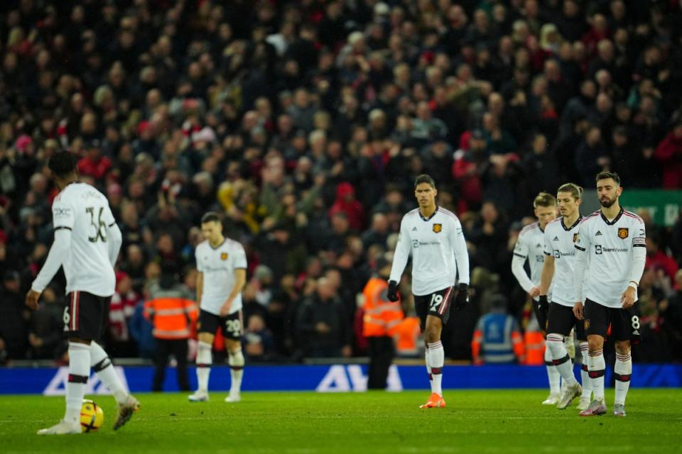 Luke Shaw felt Manchester United’s 7-0 defeat at Liverpool was ‘unacceptable’ (Jon Super/PA) (AP)
