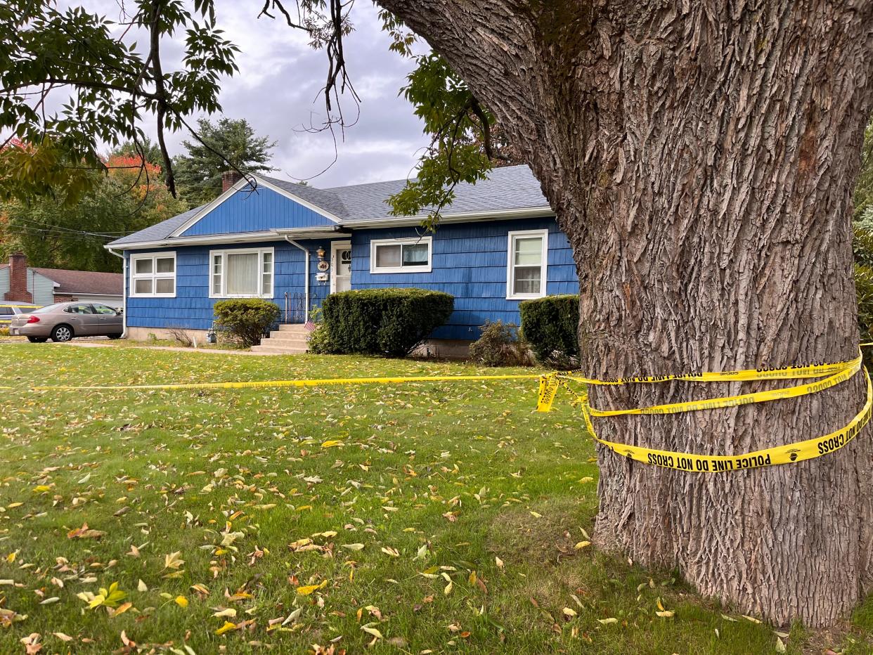 Police tape outside 303 Millbury Ave., Millbury, Sunday. A death at the address Saturday remains under investigation.