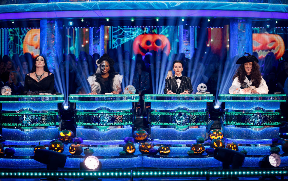 The Strictly judges dressed up for Halloween. (BBC)