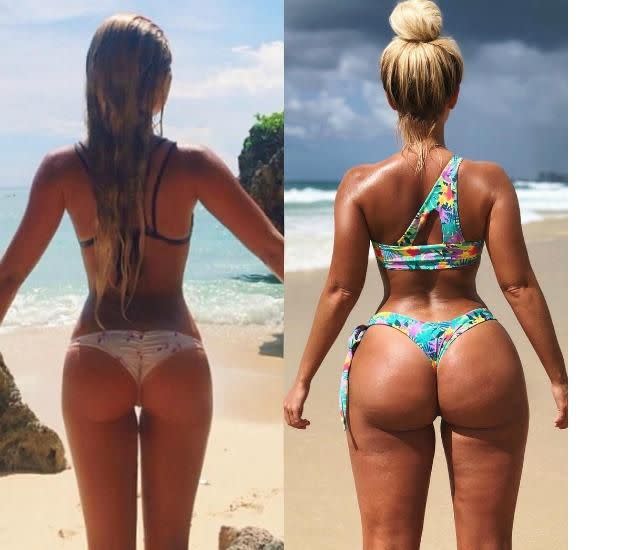 Moana Bikini designer Karina Irby revealed her booty transformation and hit back at the 'trolls' who called her fat. Source: Instagram / karinairby