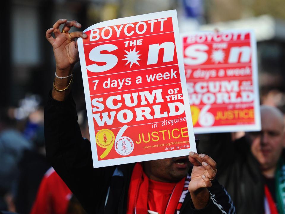 The Sun is banned from being sold in shops across the city of Liverpool (Getty)