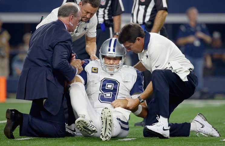 Will Tony Romo’s brittle back crush the Cowboys? (Getty)